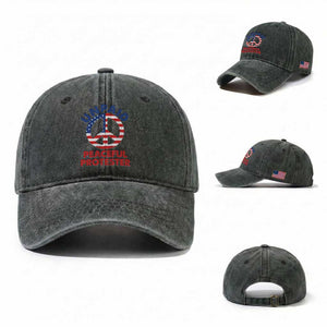 Unpaid Peaceful Protester Washed Cotton Baseball Cap Peace Sign Patriotic US Flag Political Protest TS14 Washed Cap Universal Fit Dark Green Print Your Wear