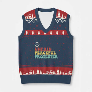 Unpaid Peaceful Protester V-Neck Knit Sweater Vest Political Resistance Movement TS14 Navy Red Print Your Wear