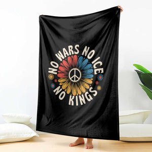 No Kings No ICE No Wars Throw Blanket Peace Sign Sunflower Anti War Freedom Activist TS14 Print Your Wear