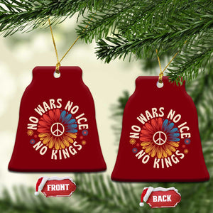 No Kings No ICE No Wars Ceramic Ornament Peace Sign Sunflower Anti War Freedom Activist TS14 Print Your Wear