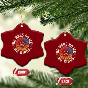 No Kings No ICE No Wars Ceramic Ornament Peace Sign Sunflower Anti War Freedom Activist TS14 Print Your Wear
