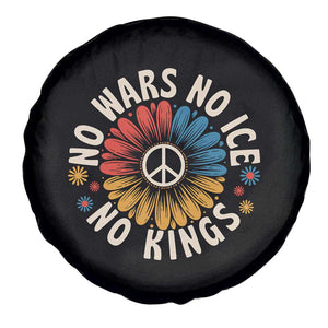 No Kings No ICE No Wars Spare Tire Cover Peace Sign Sunflower Anti War Freedom Activist TS14 Print Your Wear