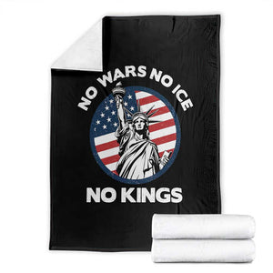 No Kings No ICE No Wars Throw Blanket Statue of Liberty US Flag Anti War Freedom Activist TS14 Black Print Your Wear