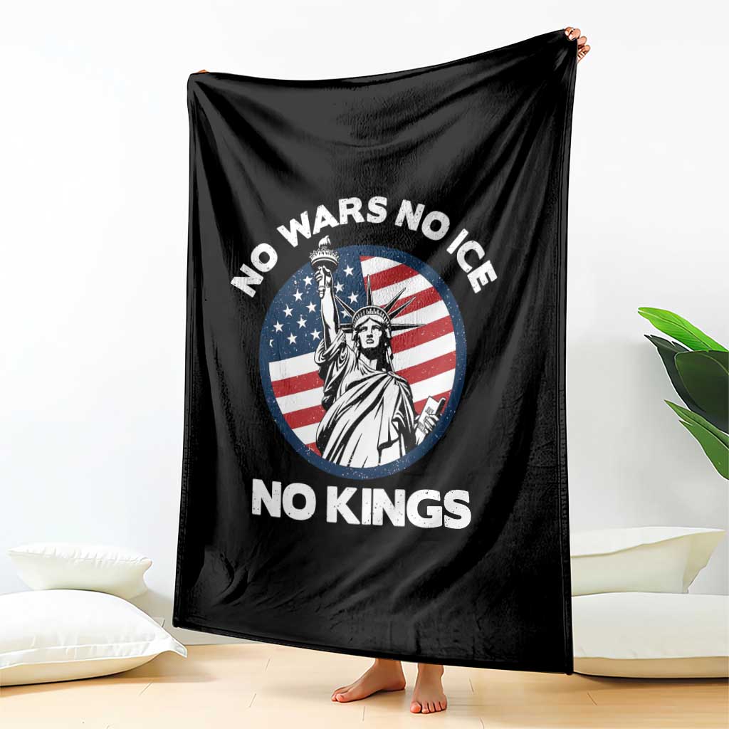 No Kings No ICE No Wars Throw Blanket Statue of Liberty US Flag Anti War Freedom Activist TS14 Print Your Wear