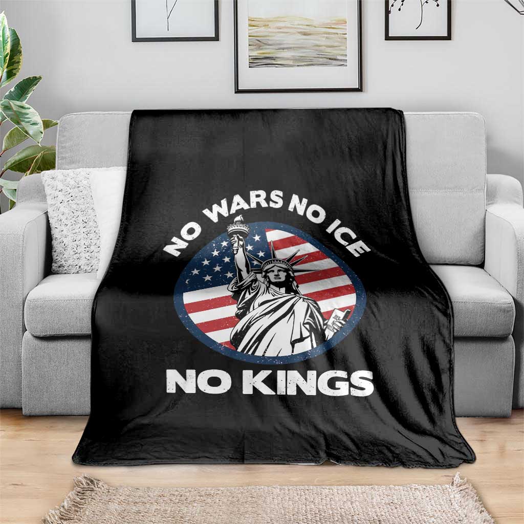 No Kings No ICE No Wars Throw Blanket Statue of Liberty US Flag Anti War Freedom Activist TS14 Print Your Wear