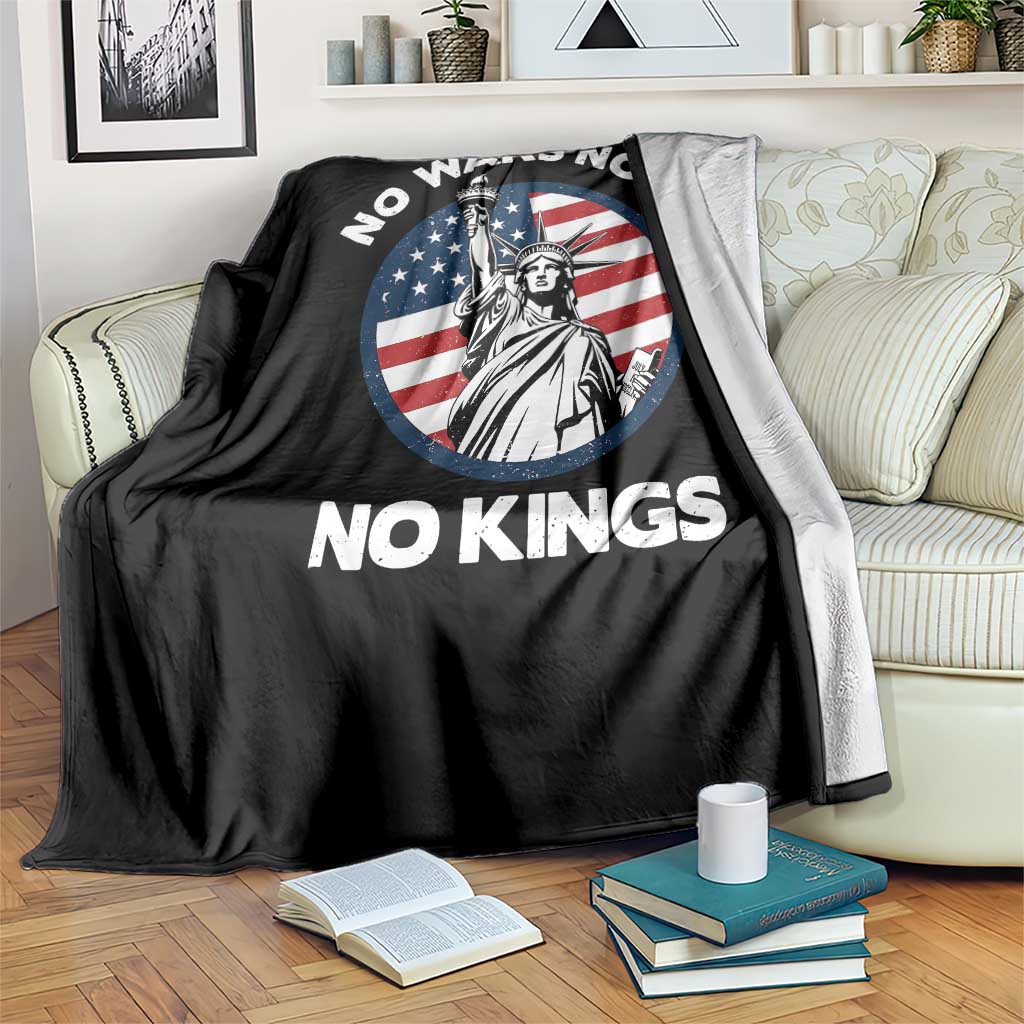 No Kings No ICE No Wars Throw Blanket Statue of Liberty US Flag Anti War Freedom Activist TS14 Print Your Wear