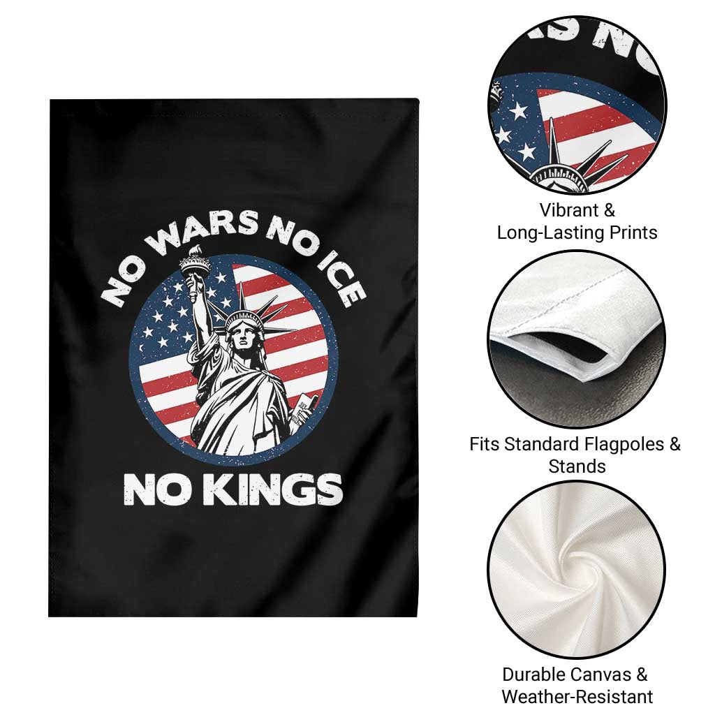 No Kings No ICE No Wars Garden Flag Statue of Liberty US Flag Anti War Freedom Activist TS14 Print Your Wear