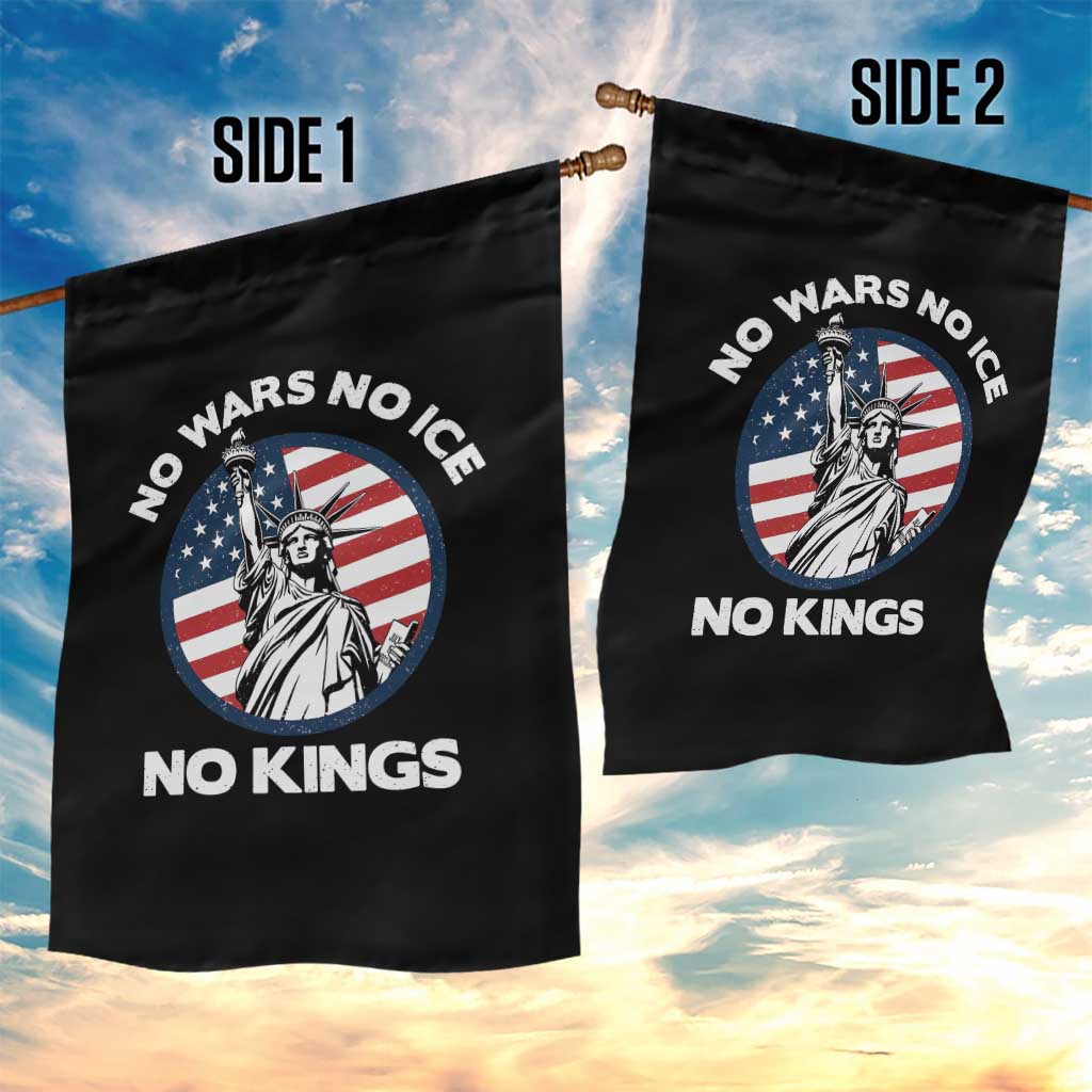 No Kings No ICE No Wars Garden Flag Statue of Liberty US Flag Anti War Freedom Activist TS14 Print Your Wear