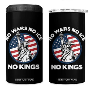 No Kings No ICE No Wars 4 in 1 Can Cooler Tumbler Statue of Liberty US Flag Anti War Freedom Activist TS14 One Size: 16 oz Black Print Your Wear