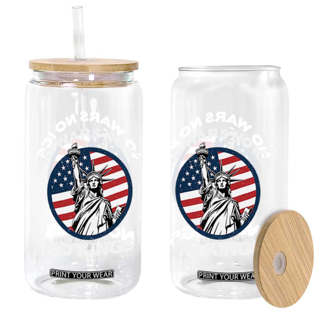 No Kings No ICE No Wars Glass Can Statue of Liberty US Flag Anti War Freedom Activist TS14 Print Your Wear