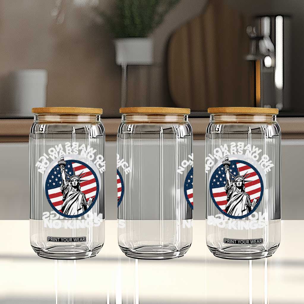 No Kings No ICE No Wars Glass Can Statue of Liberty US Flag Anti War Freedom Activist TS14 Print Your Wear