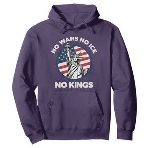 No Kings No ICE No Wars Hoodie Statue of Liberty US Flag Anti War Freedom Activist TS14 Purple Print Your Wear