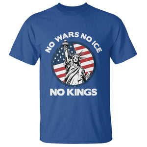 No Kings No ICE No Wars T Shirt Statue of Liberty US Flag Anti War Freedom Activist TS14 Royal Blue Print Your Wear