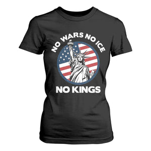 No Kings No ICE No Wars T Shirt For Women Statue of Liberty US Flag Anti War Freedom Activist TS14 Black Print Your Wear