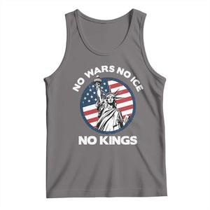 No Kings No ICE No Wars Tank Top Statue of Liberty US Flag Anti War Freedom Activist TS14 Deep Heather Print Your Wear
