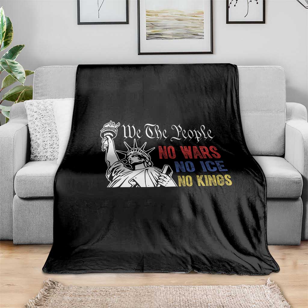 No Kings No ICE No Wars Throw Blanket Statue of Liberty We The People Freedom TS14 Print Your Wear