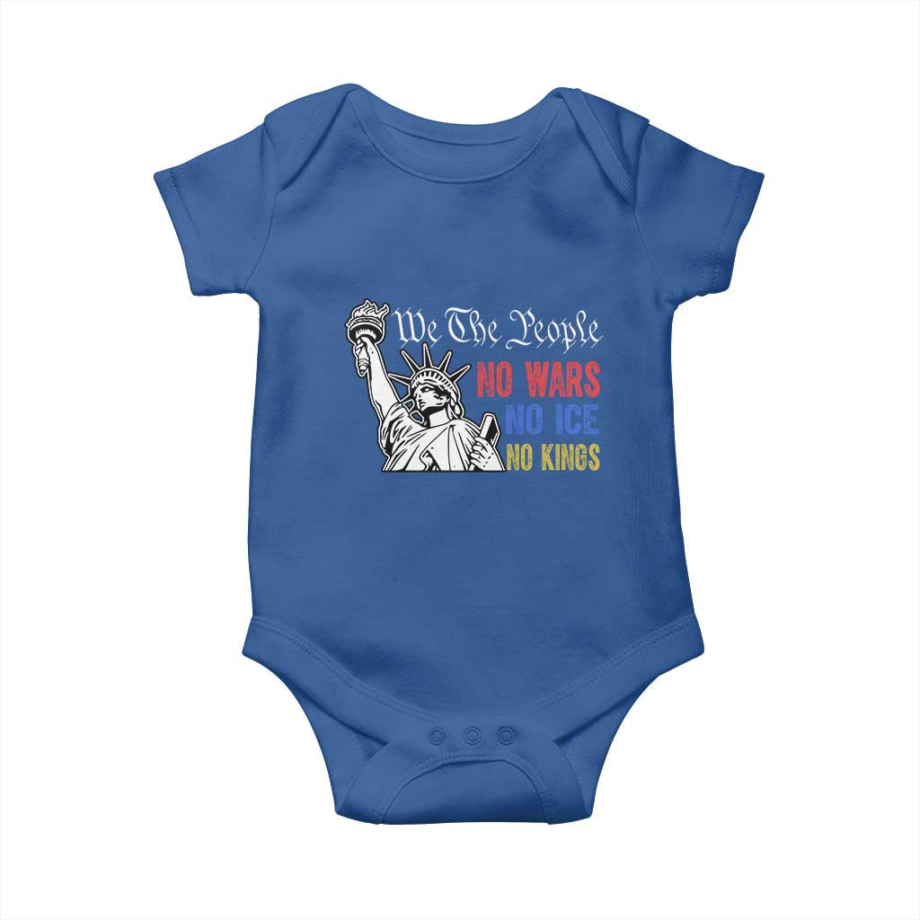 No Kings No ICE No Wars Baby Onesie Statue of Liberty We The People Freedom TS14 Royal Blue Print Your Wear