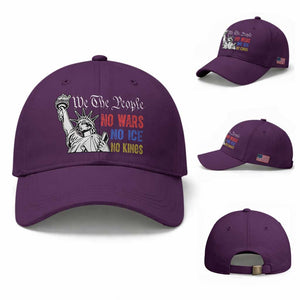 No Kings No ICE No Wars Baseball Cap Statue of Liberty We The People Freedom TS14 Baseball Cap Universal Fit Purple Print Your Wear