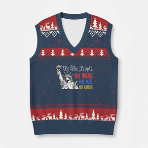 No Kings No ICE No Wars V-Neck Knit Sweater Vest Statue of Liberty We The People Freedom TS14 Navy Red Print Your Wear