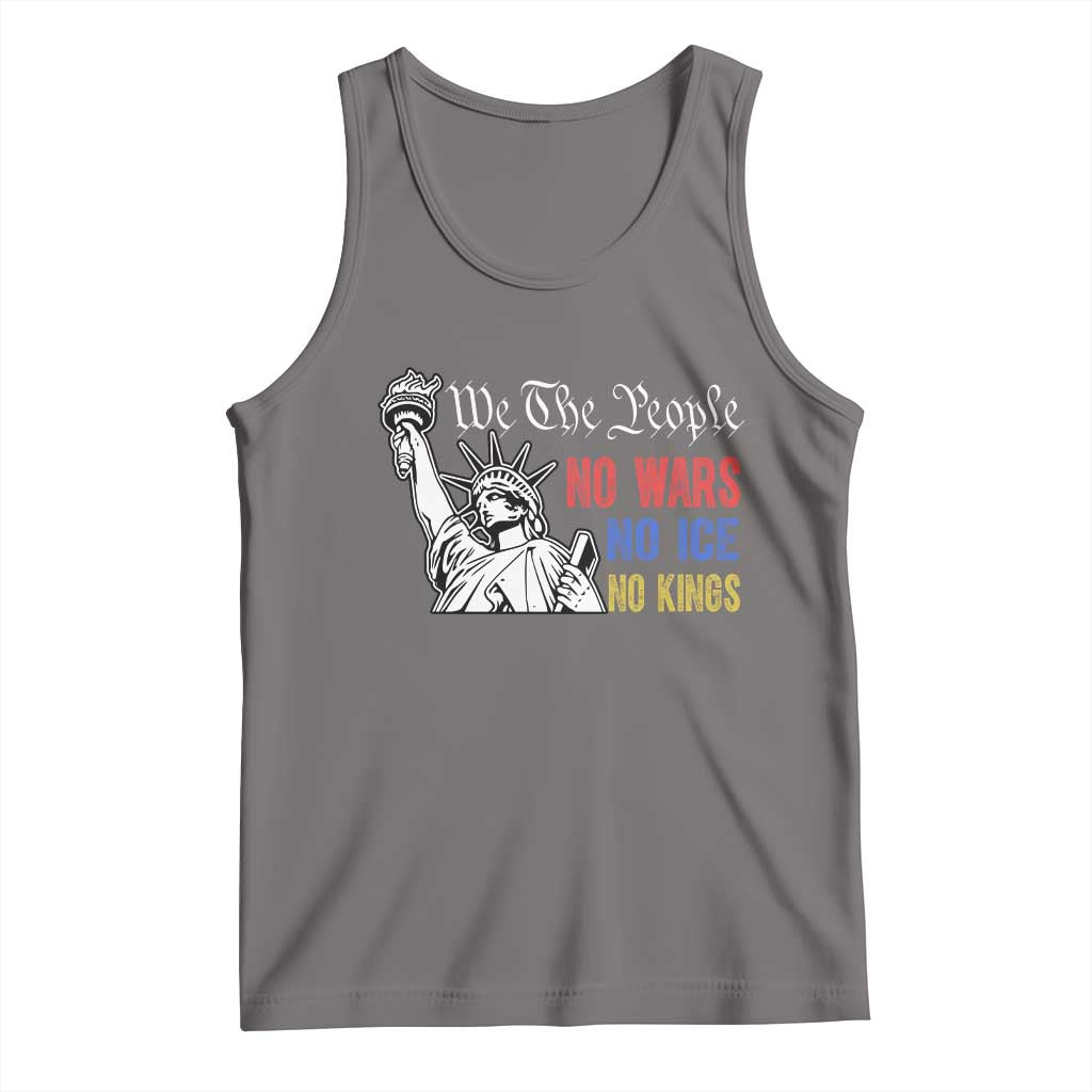 No Kings No ICE No Wars Tank Top Statue of Liberty We The People Freedom TS14 Deep Heather Print Your Wear