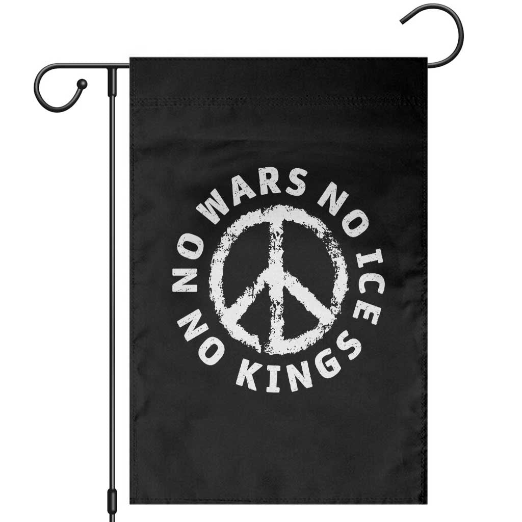 No Kings No ICE No Wars Garden Flag Peace Sign Anti War Freedom Activist TS14 Black Print Your Wear