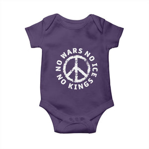 No Kings No ICE No Wars Baby Onesie Peace Sign Anti War Freedom Activist TS14 Purple Print Your Wear