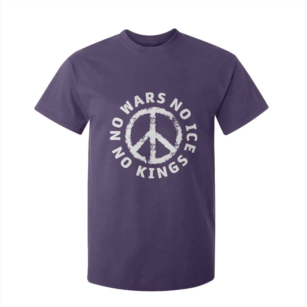 No Kings No ICE No Wars T Shirt For Kid Peace Sign Anti War Freedom Activist TS14 Purple Print Your Wear
