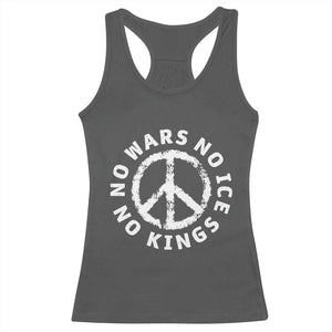 No Kings No ICE No Wars Racerback Tank Top Peace Sign Anti War Freedom Activist TS14 Dark Heather Print Your Wear