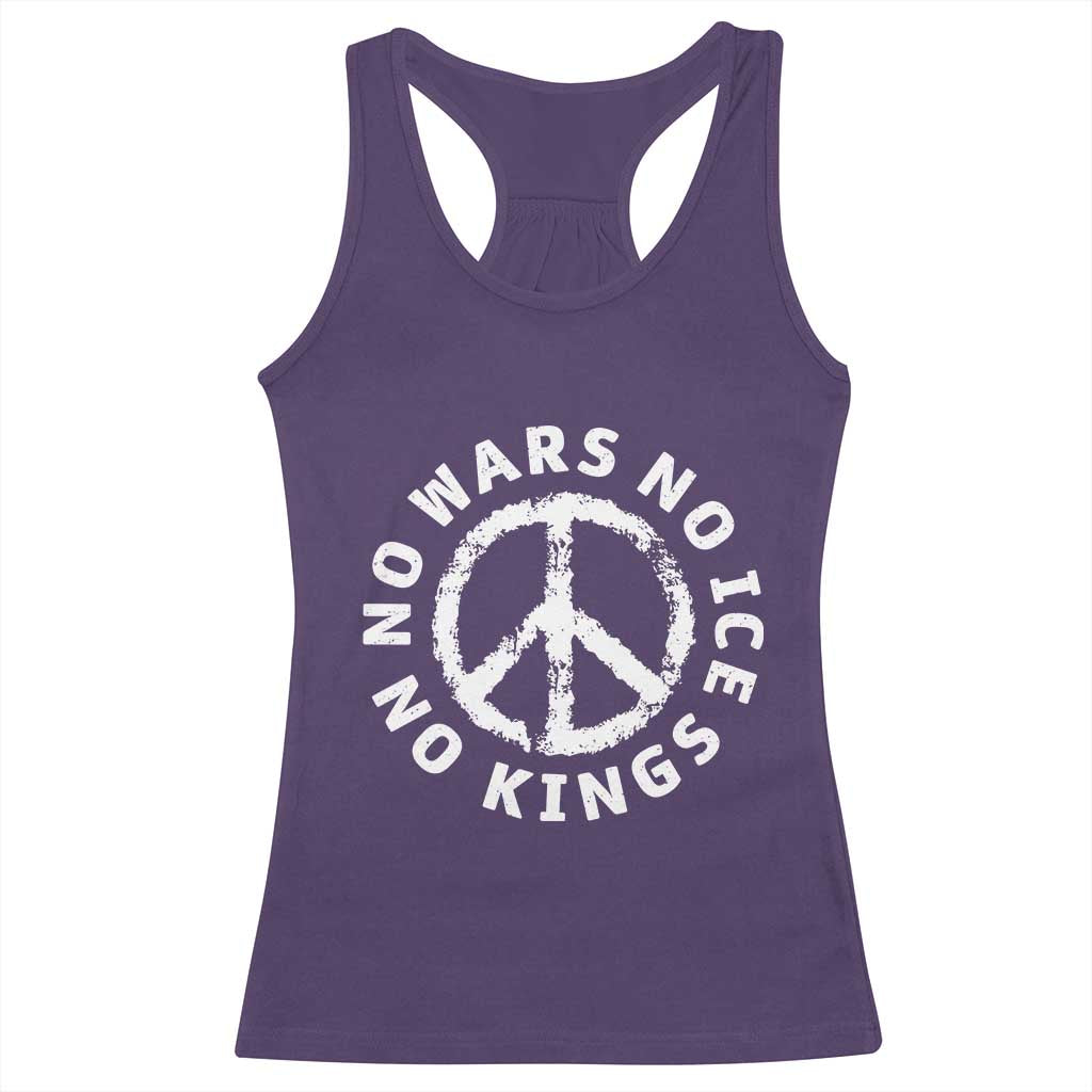 No Kings No ICE No Wars Racerback Tank Top Peace Sign Anti War Freedom Activist TS14 Purple Print Your Wear