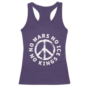 No Kings No ICE No Wars Racerback Tank Top Peace Sign Anti War Freedom Activist TS14 Purple Print Your Wear