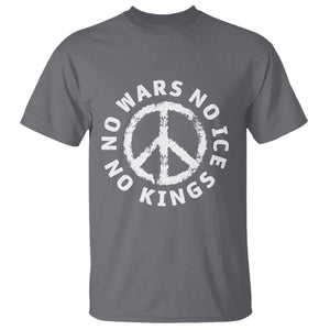 No Kings No ICE No Wars T Shirt Peace Sign Anti War Freedom Activist TS14 Charcoal Print Your Wear