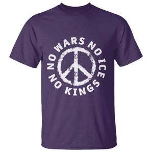 No Kings No ICE No Wars T Shirt Peace Sign Anti War Freedom Activist TS14 Purple Print Your Wear