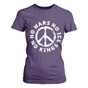 No Kings No ICE No Wars T Shirt For Women Peace Sign Anti War Freedom Activist TS14 Purple Print Your Wear