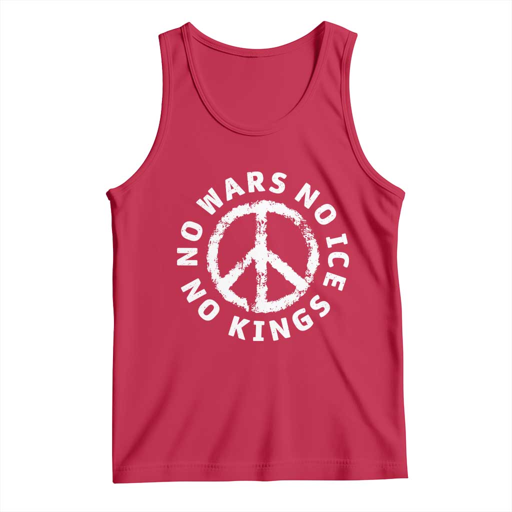 No Kings No ICE No Wars Tank Top Peace Sign Anti War Freedom Activist TS14 Red Print Your Wear