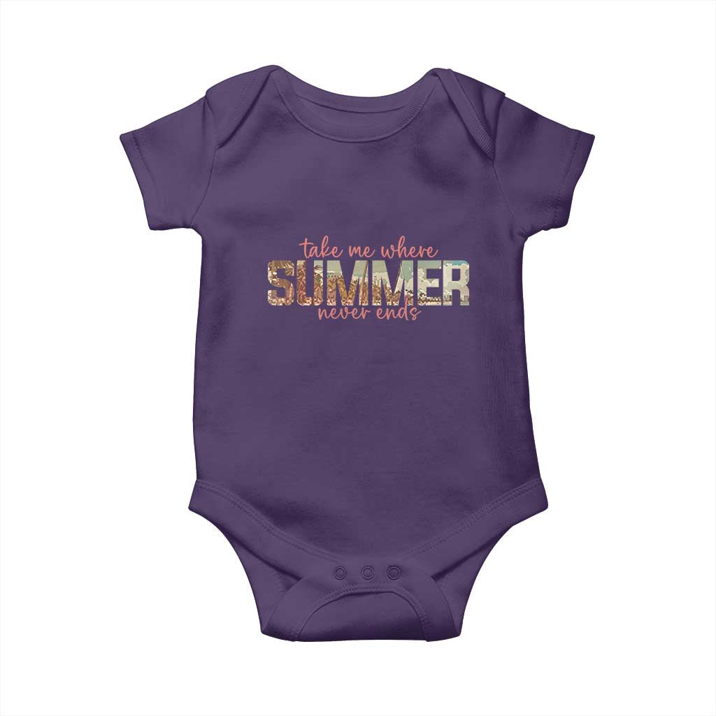 Take Me Where Summer Never Ends Baby Onesie Summer Beach Vacation TS14 Purple Print Your Wear