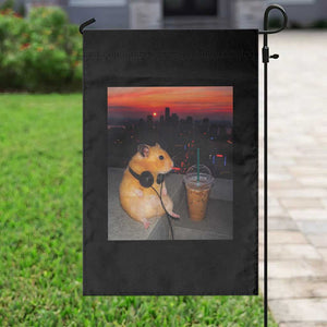 Hamster Drinking Iced Coffee Garden Flag Funny Animal Chill City Sunset Headphones TS14 Print Your Wear