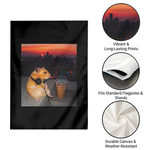 Hamster Drinking Iced Coffee Garden Flag Funny Animal Chill City Sunset Headphones TS14 Print Your Wear