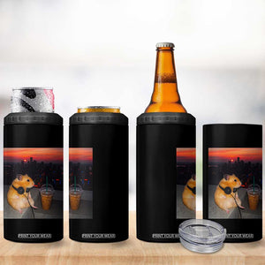 Hamster Drinking Iced Coffee 4 in 1 Can Cooler Tumbler Funny Animal Chill City Sunset Headphones TS14 Print Your Wear