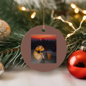 Hamster Drinking Iced Coffee Ceramic Ornament Funny Animal Chill City Sunset Headphones TS14 1pc Mocha Print Your Wear