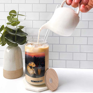 Hamster Drinking Iced Coffee Glass Can Funny Animal Chill City Sunset Headphones TS14 Print Your Wear