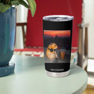 Hamster Drinking Iced Coffee Tumbler Cup Funny Animal Chill City Sunset Headphones TS14 Print Your Wear