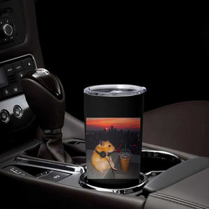 Hamster Drinking Iced Coffee Tumbler Cup Funny Animal Chill City Sunset Headphones TS14 Print Your Wear