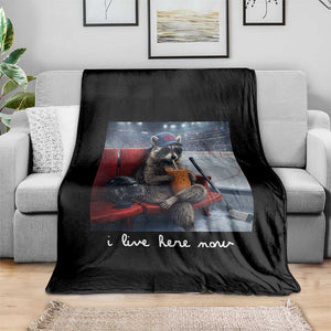 Hockey Mom Raccoon Iced Coffee Throw Blanket I Live Here Now TS14 Print Your Wear