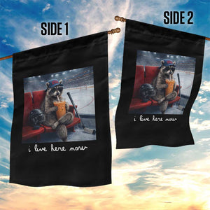 Hockey Mom Raccoon Iced Coffee Garden Flag I Live Here Now TS14 Print Your Wear