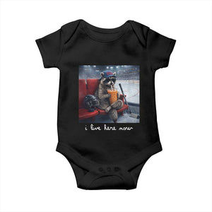 Hockey Mom Raccoon Iced Coffee Baby Onesie I Live Here Now TS14 Black Print Your Wear