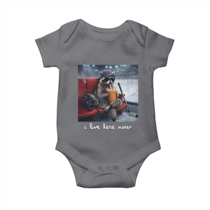 Hockey Mom Raccoon Iced Coffee Baby Onesie I Live Here Now TS14 Charcoal Print Your Wear