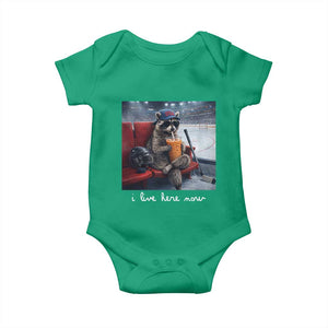 Hockey Mom Raccoon Iced Coffee Baby Onesie I Live Here Now TS14 Irish Green Print Your Wear