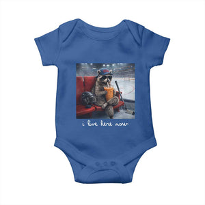 Hockey Mom Raccoon Iced Coffee Baby Onesie I Live Here Now TS14 Royal Blue Print Your Wear