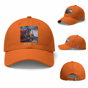 Hockey Mom Raccoon Iced Coffee Baseball Cap I Live Here Now TS14 Baseball Cap Universal Fit Orange Print Your Wear