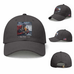 Hockey Mom Raccoon Iced Coffee Baseball Cap I Live Here Now TS14 Baseball Cap Universal Fit Dark Gray Print Your Wear